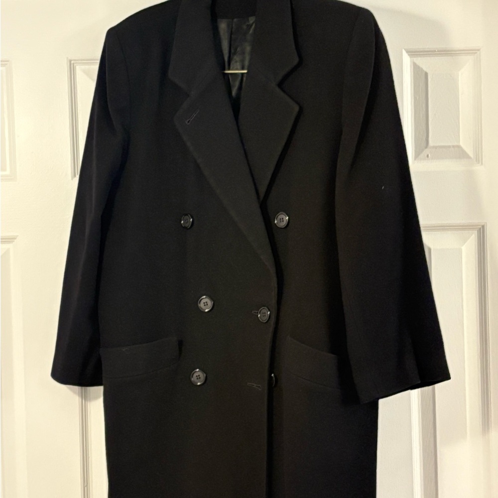 Nordstrom Elegant Black Double-Breasted Pea Coat